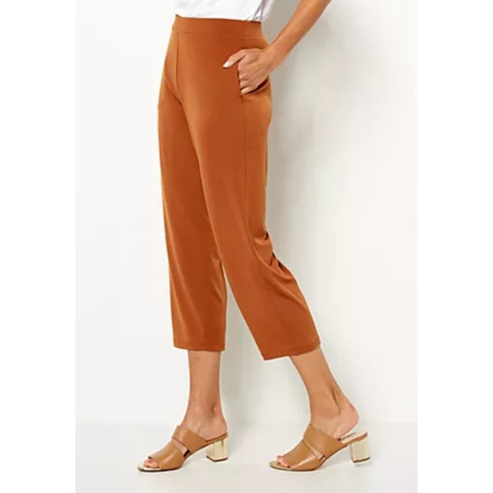 NEW Susan Graver QVC 4X Petite Liquid Knit Crop Pants Spiced Brown Travel